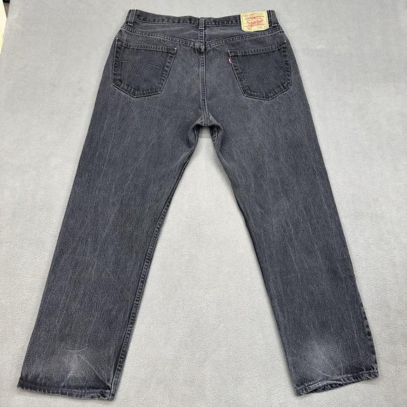 Vintage Levis 505 Regular Fit Jeans Men's‎ 36x29 Washed Black USA Made 2003 Y2K - Picture 10 of 12